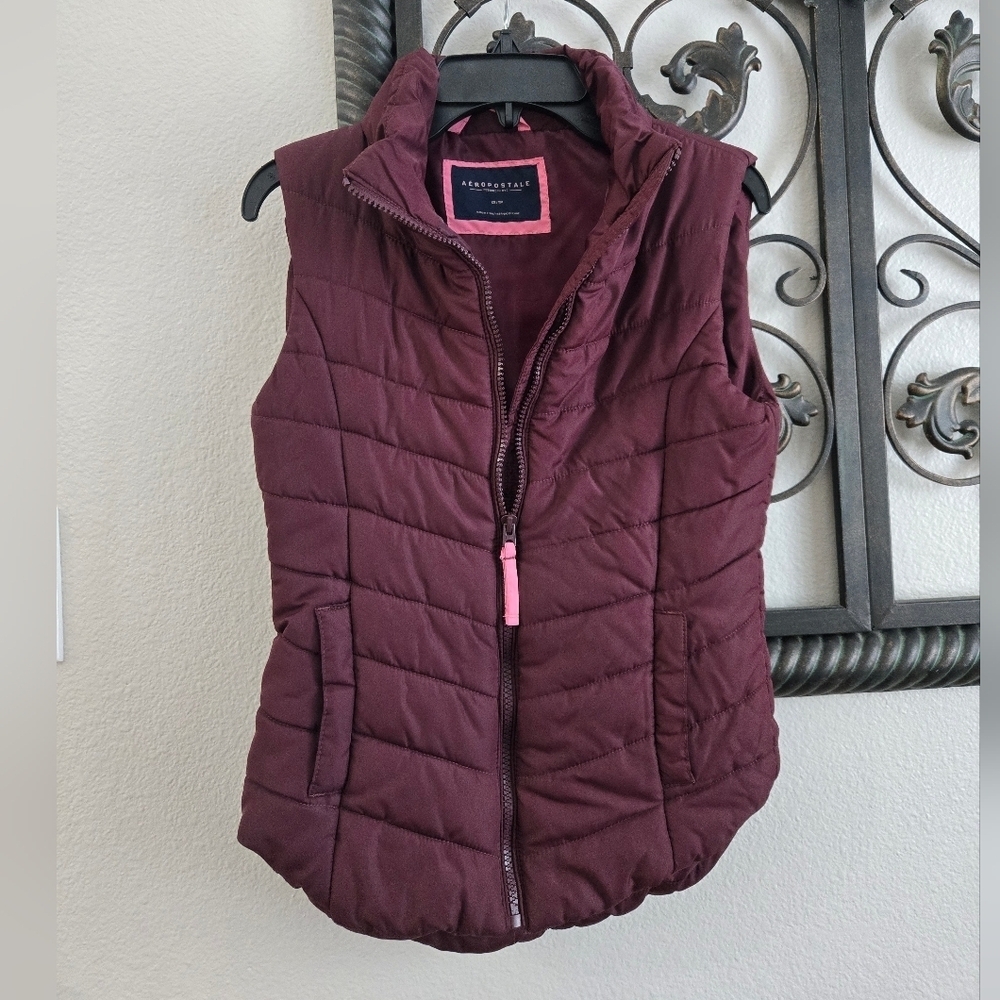 Aeropostle Plum Quilted Puffer Vest